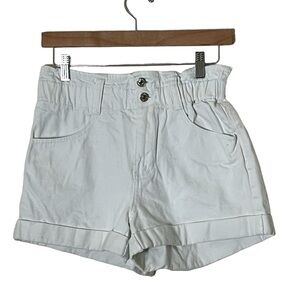 Forever 21 | White high rise cuffed denim paper bag jean shorts size sma…